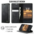 thumbnail image 5 of ELEHOLD Wallet Case for iPhone 16 Pro Max, Shockproof Faux Leather Flip Kickstand RFID Blocking Shockproof Card Cash Slots Wallet Case for iPhone 16 Pro Max,Black, 5 of 11