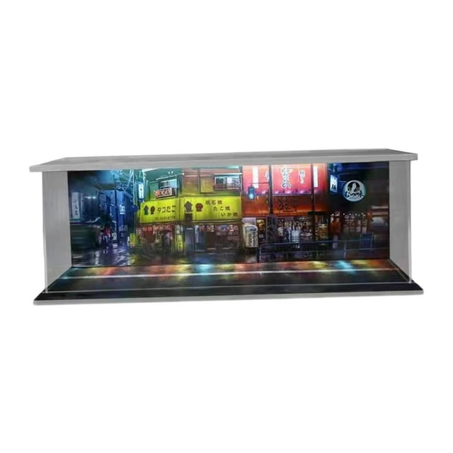 MERIGLARE 1:64 Parking Lot LED Display Case Collectibles for Model Cars Action Figures Japanese City