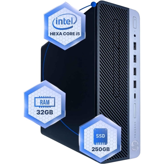 Restored HP Desktop PC, Core i5-8500, 32G RAM, 250G SSD, Windows 11 Pro