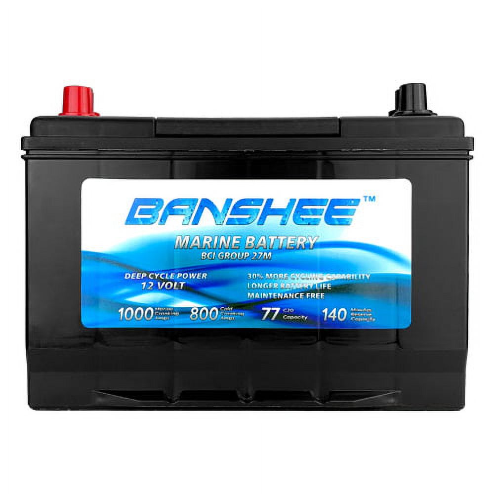 Banshee  12V 77Ah Deep Cycle Marine Battery for Replacement Optima D27M - Group Size 27 - image 3 of 4