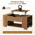 thumbnail image 2 of COMHOMA Lift Top Coffee Table for Living Room, 39" Center Table with Hidden Storage Compartment, Adjustable Wooden Tea Table for Small Spaces, Dark Walnut, 2 of 9