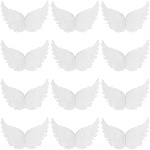 12Pcs 4 Inch White Angel Wings Plastic 3D Guardian Fairy Christmas Tree Hanging Ornaments Decorations Wing Patches
