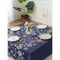 thumbnail image 3 of Japanese Suqare Tablecloth - 60 x 60 Inch, Navy Blue Country Flowers Leaves Aesthetic Waterproof & StainResistant Tablecloth, Washable Oil-proof Table Cover for Dining/Party/Wedding/Camping/Buffet, 3 of 9