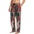 thumbnail image 4 of Black Red Flower Men's Pajama Pants Lightweight Sleepwear Bottom Lounge Pants, 4 of 6