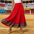thumbnail image 2 of Women's Tennis Skirts Summer Women’s Bohemian Flowy Mexican Skirt Elastic Waist Summer Casual Wear Red 5XL, 2 of 4