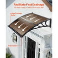 thumbnail image 2 of Brown 38x40 in Polycarbonate Door Canopy for Front Entrance Exterior Awning with Drainage ABS Bracket Rain Snow Sun Protection Overhang for Porch Patio, 2 of 12