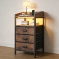 thumbnail image 3 of Cacagoo Night Stand,with U-S-B Ports and Outlets, 3 Fabric Storage Drawers, Small Bedside Table, 3 of 7