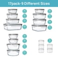 thumbnail image 3 of Sindcom 34pcs Glass Food Storage Containers with Lids Set, Airtight Meal Prep Containers (17 Containers & 17 Lids), Grey, 3 of 7