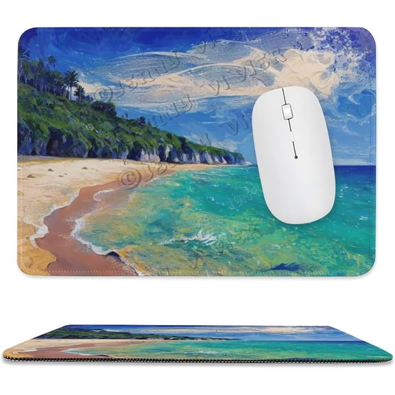 Seaside Printed Mouse Pad, 8"x10", Stitched Edges, Non-Slip Rubber Base Computer Mouse Pads for Wireless Mouse