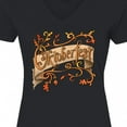 thumbnail image 4 of Inktastic Oktoberfest Banner with Orange Autumn Leaves Women's V-Neck T-Shirt, 4 of 5