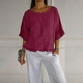 thumbnail image 2 of CHICLOOM Summer Tops for Women Medium Sleeve Round Neck Ruffled Hem Mid Women Blouses, 2 of 4