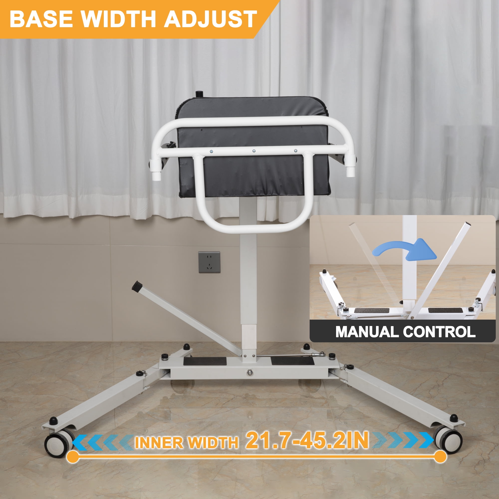 Patient Lift Transfer Chair, Foldable Patient Lift for Home Portable Lift Wheelchair for Car, Patient Lift Aid for Seniors Elderly/Disabled, Height Adjustable, with 2 Cushions