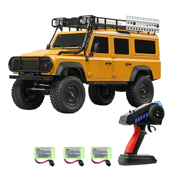 TFixol 1:18 Scale 2.4GHz RC Rock Crawler - Yellow 3-Battery Edition with Nylon/Metal Body, 7.4V 500mAh Battery, 50m Range, 20min Playtime