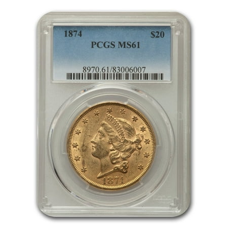 1874 $20 Liberty Gold Double Eagle MS-61 PCGS