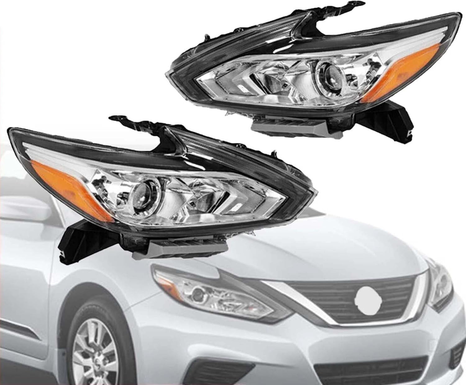 Halogen Headlight Headlamp w/Chrome Housing Black Beze Compatible with 2016 2017 2018 Nissan Altima NI2502247 260609HS0A Left Driver Side LH