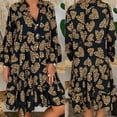 thumbnail image 2 of Birdeem Robe Courte Décontractée pour Femmes, Grande Taille, Ample, à Imprimé, à Manches Longues, à Col en V, à Boutons, 2 of 9