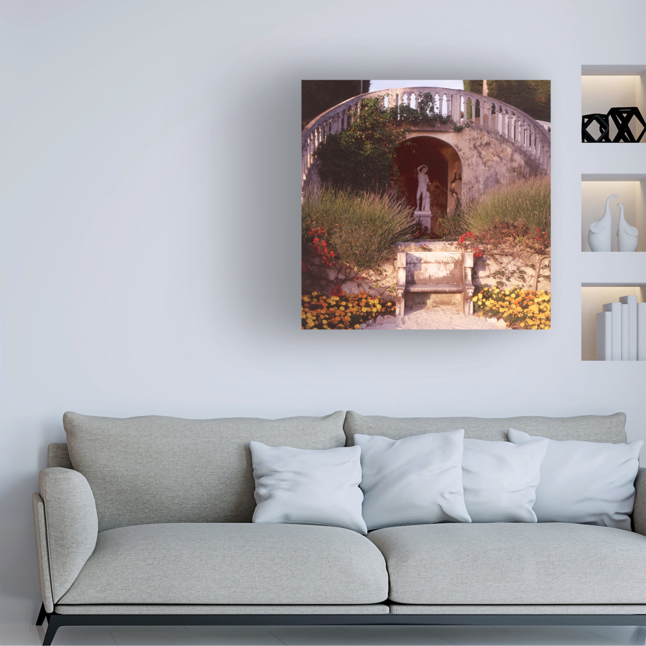Canvas Wall Art - Alan Blaustein 'French Jardin No. 40' Wall Art for Living Room, Bedroom, or Office Décor by Trademark Fine Art - 14 x 14 Inches