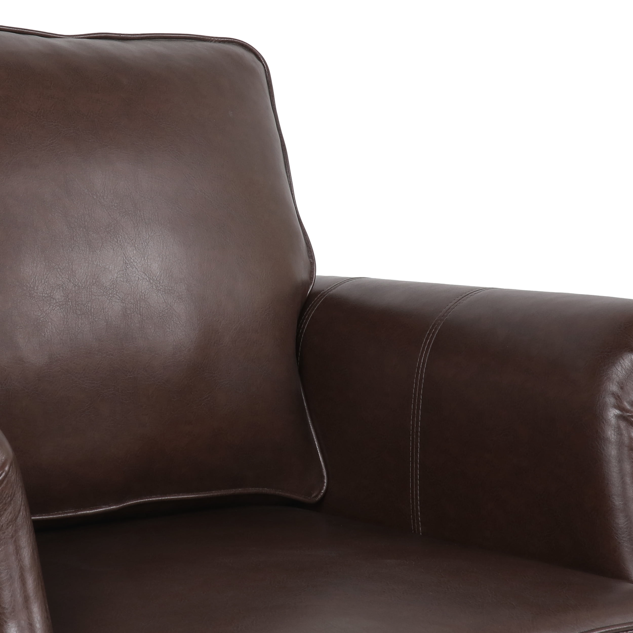 Noble House Amedou Faux Leather Club Chair with Nailhead Trim, Dark Brown