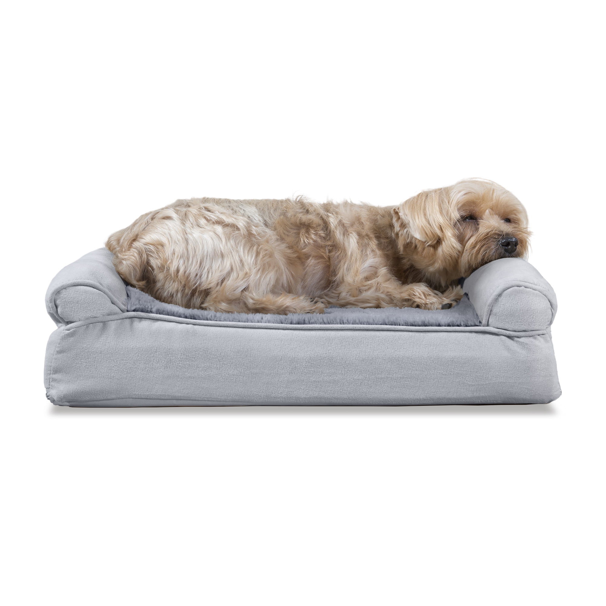 FurHaven Pet Dog Bed Memory Foam Plush & Suede Couch SofaStyle Pet