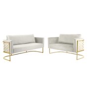 Glam Gold & Cream Velvet Sofa Set 2Pcs CASA Meridian Contemporary