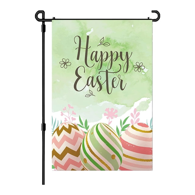 Easter Garden Flag For Outdoor With Colorful Holiday Bunny Egg Designs