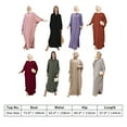 thumbnail image 5 of IDOPIP Women's Abaya Muslim Dresses Batwing Sleeve Henley Shirt Prayer Dress Middle East Arabian Robe, 5 of 9