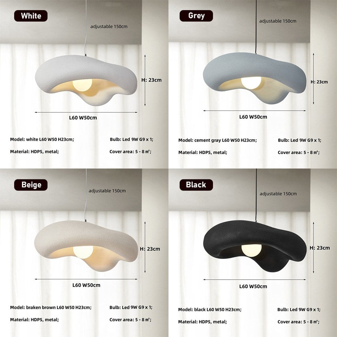 Arturesthome Cloud Wabi Sabi Pendant Light,New Cream Nordic