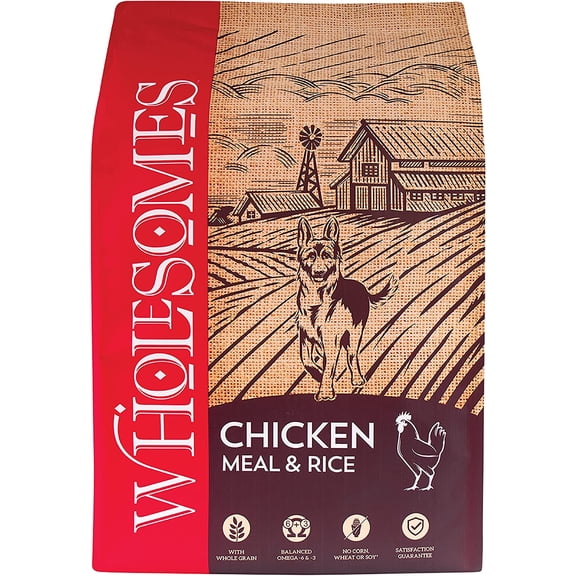 Wholesomes 2100090 40 lb Chicken Meal and Rice Recipe Dry Dog Food