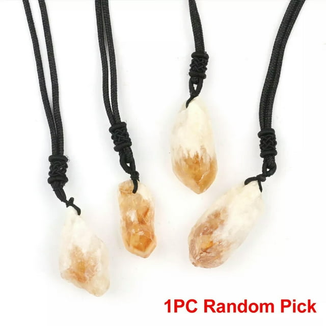 HOOUN Natural Citrine Crystal Rough Gemstone Irregular Pendant Necklace Quartz