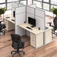 thumbnail image 2 of Easy Office 4 Person Cubicle Desk with Drawers in Natural Elm - Engineered Wood, 2 of 8