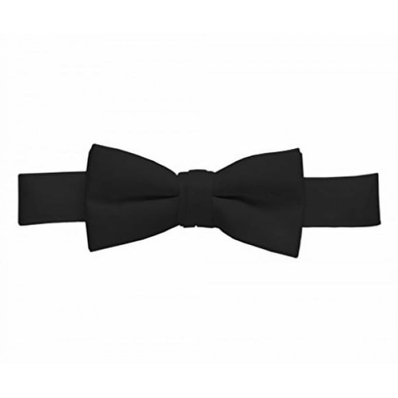 Bow Tie For Mens Boys and Baby Satin look Solid Color Adjustable Pre-tied Made in USA - Kids Black