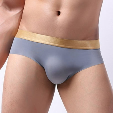 

Men s Sexy Ice Silk Briefs U Convex Tight ElasticMiddle Waisted Underwear