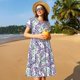 thumbnail image 4 of Balery Lavender Flowers Vestidos sueltos de manga corta para mujer, vestidos de verano 2025, vestidos casuales de corte A con vuelo., 4 of 6