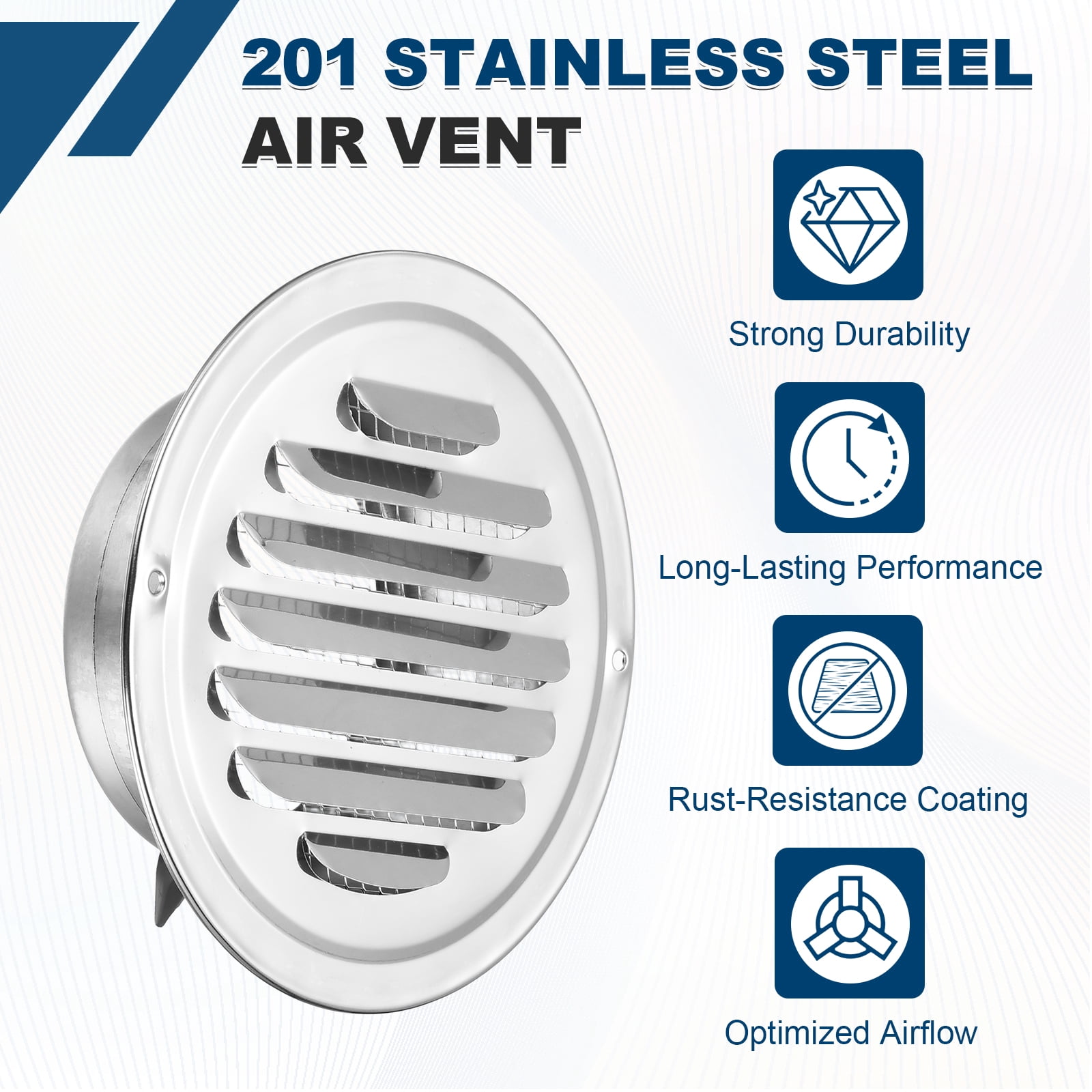 Uxcell 4pcs Stainless Steel Soffit Vent 4" Round Louver Grille Cover Air Vent Hood Soffit Exhaust with Screen Mesh for Wall Ceiling Mount Bathroom Garage Attic Ventilation