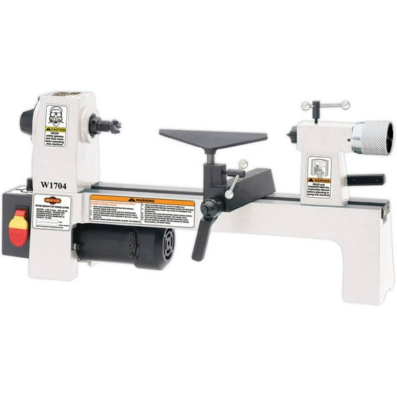 Shop Fox W1704 8 by 13 Inch Benchtop Variable Speed Cast Iron Wood Lathe, White