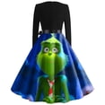 thumbnail image 4 of Corashan de Noël Abordable Chandail de Noël Amusant Robe Évasée de Noël pour Femmes Robe à Manches Longues Robe de Fête Décontractée Bleue, G, 4 of 4