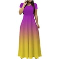 thumbnail image 2 of Robe pour Femmes, Shorts pour Femmes, Robe Longue à Manches Courtes Imprimée Dégradée Col en V avec Ceinture Robe à Manches Courtes Col en V et Cheville, 2 of 5