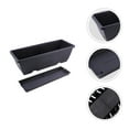 thumbnail image 4 of 2 Large Rectangular Planting Pots 36x15x19cm Dark Grey Plastic for Balcony, 4 of 6
