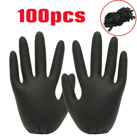 100Pcs Black Latex Disposable Gloves Tattoo Piercing Mechanic Medical