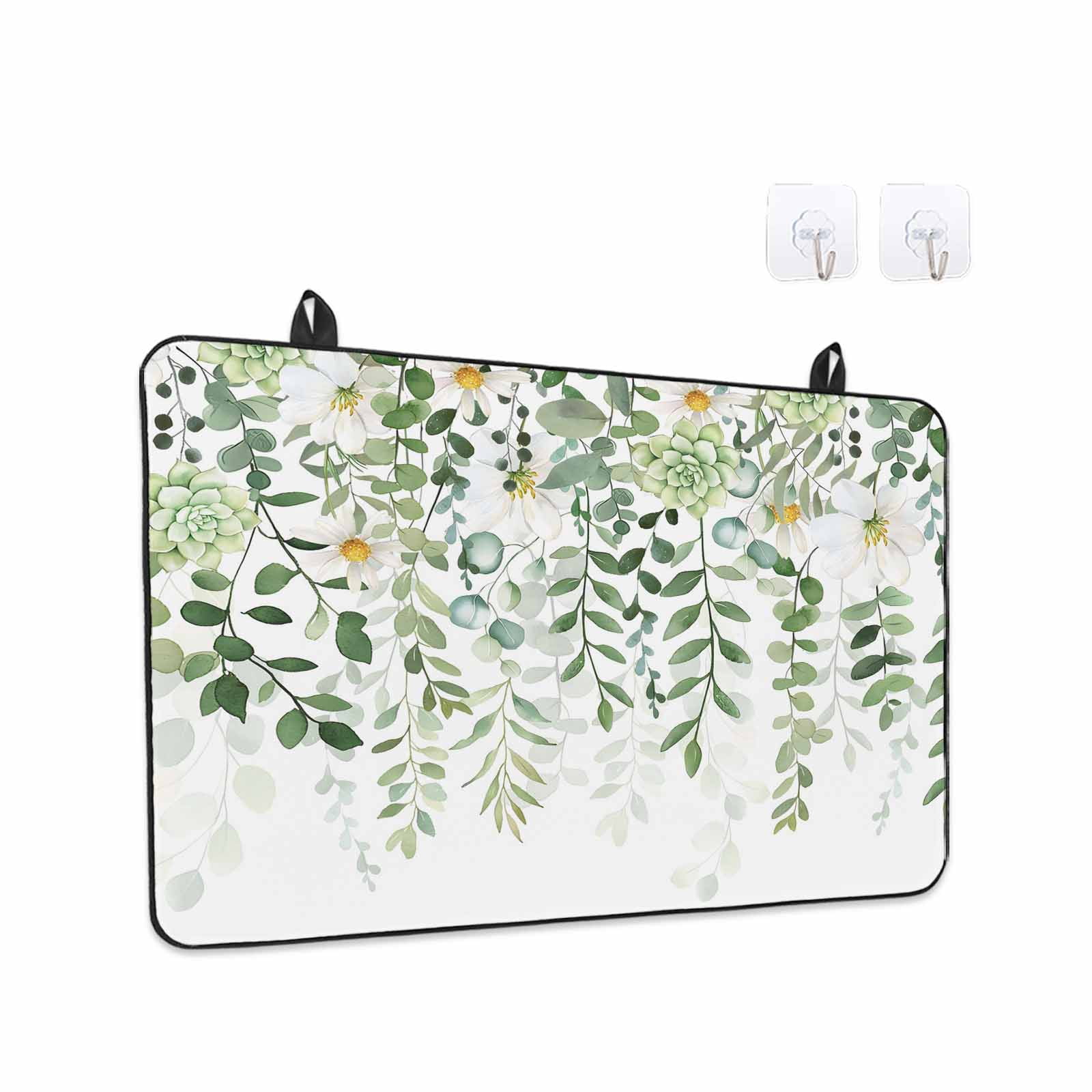 Sage Green Eucalyptus Leaves Stove Top Cover for Electric Stove, Heat-proof & Non Slip Glass Top Stove Cover Protector, Summer Weeping Floral Botanical Kitchen Flat Cooktop Rubber Mat 24x21 Inches
