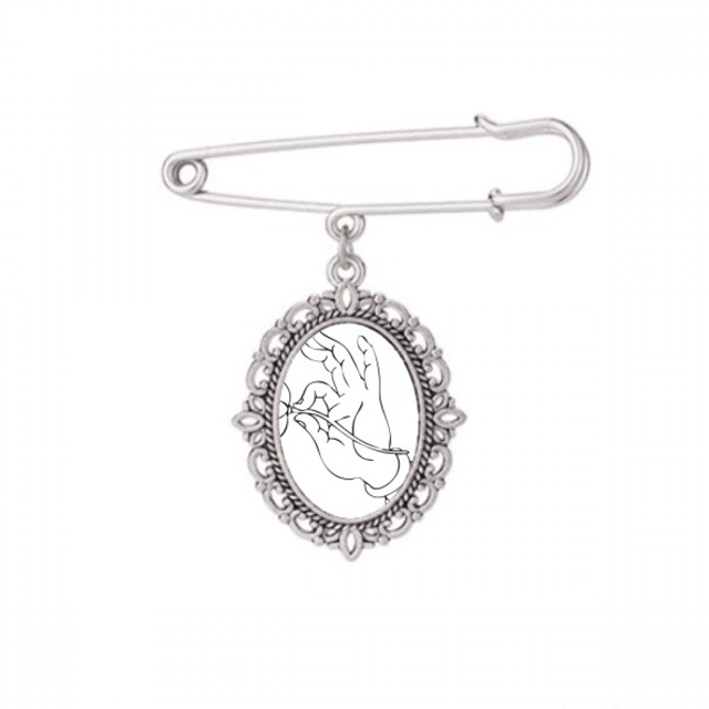 Culture Lotus Main Dessin en Ligne Motif Broche Robe Robe Châle Clips