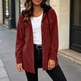 thumbnail image 6 of Inleife Women's Corduroy Hooded Jacket, Button-Down Casual Shacket with Chest Flap Pockets & Long Sleeves, 6 of 6