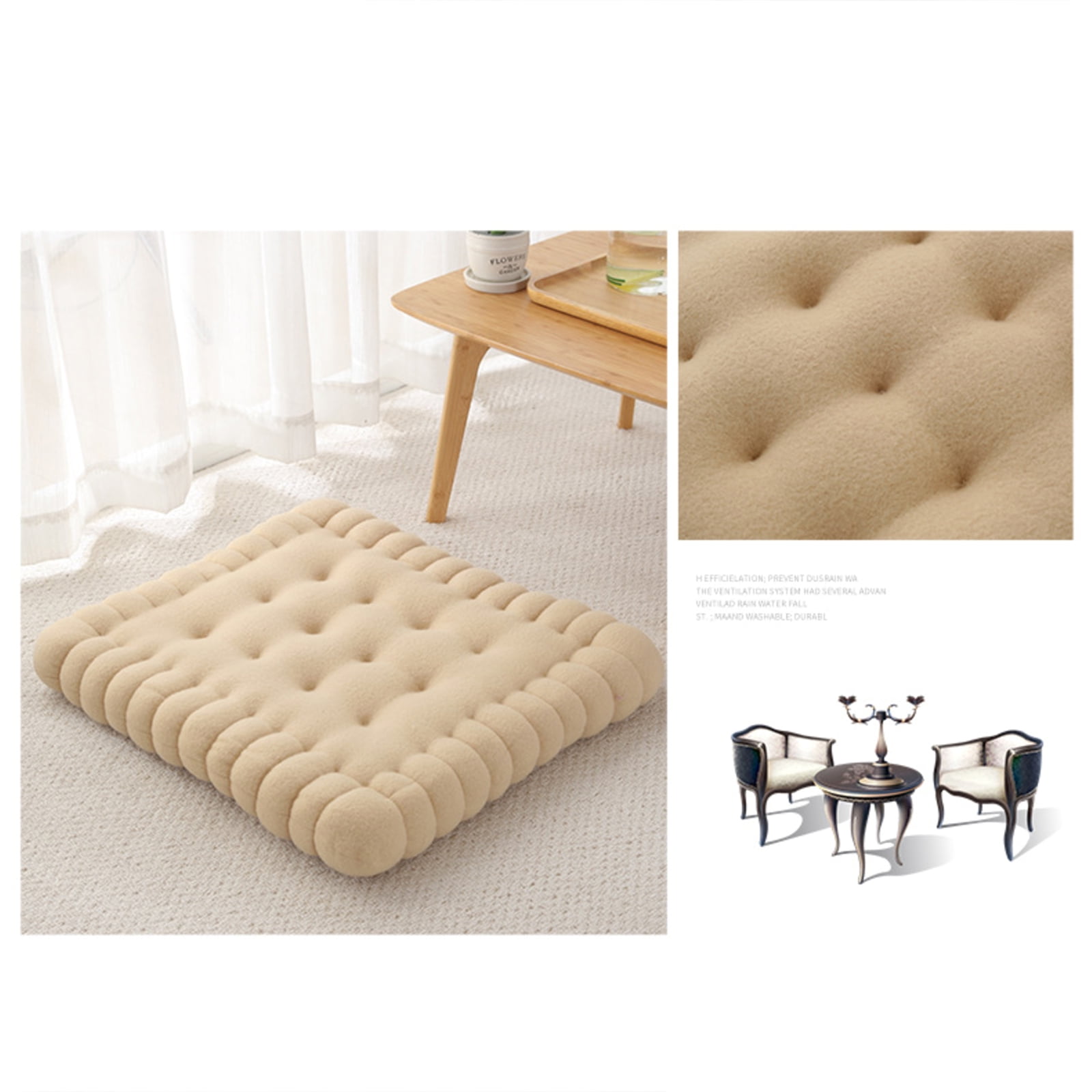 UTDKLPBXAQ Japanese Style Cotton Cookie Tatami Biscuit Pillow Cushion Adorable Soft Biscuit Tatami Cookie Floor Mat for Living Room Bedroom Chairs Dining Table