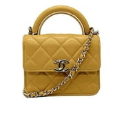 Pre-Owned CHANEL Mini Chain Bag Wallet Coco Mark Lambskin Yellow Ladies (Good)