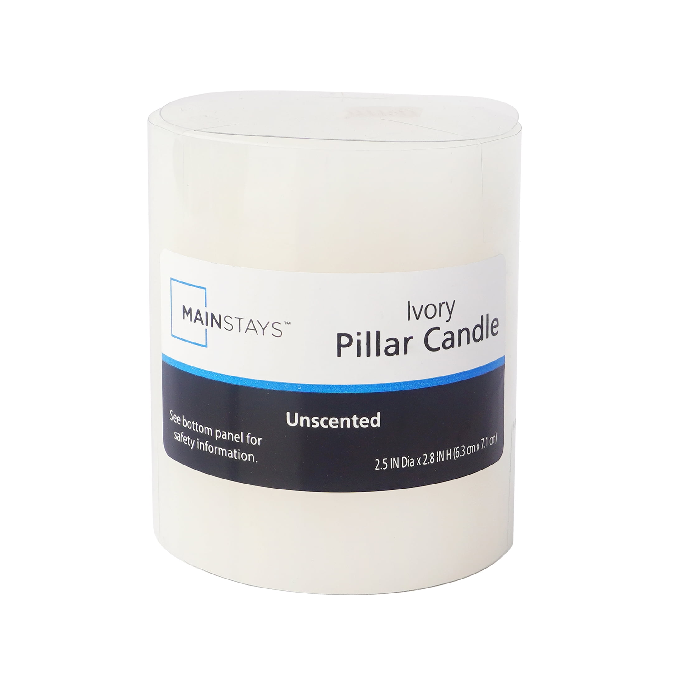 Mainstays Single Wick 2.5" x 2.8" Pillar Candle, Unscented, Ivory