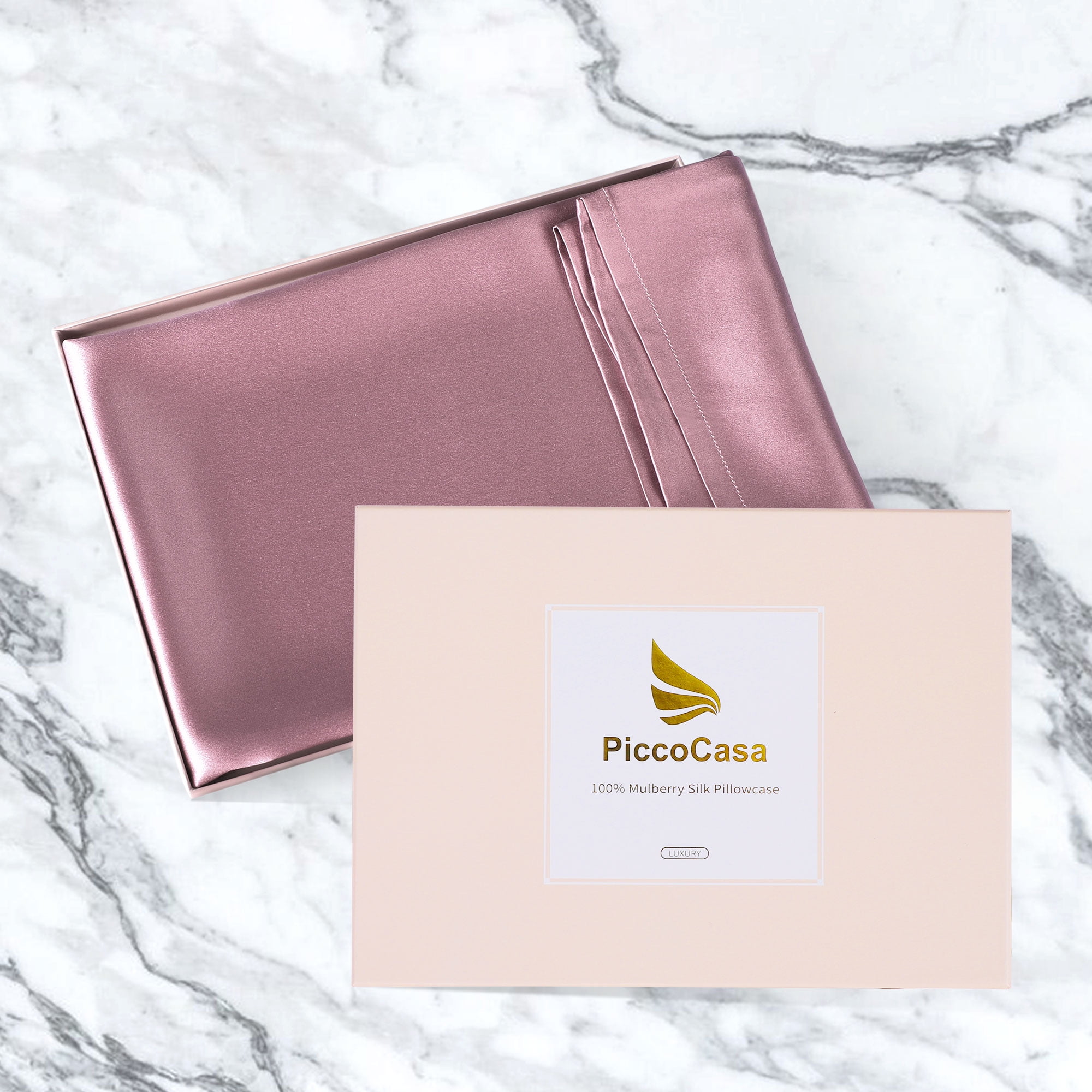 Unique Bargains 19 Momme Silk Pillowcase Envelope Closure Mauve King