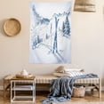 thumbnail image 2 of Winter Tapestry, Sketchy Graphic of a Downhill with Ski Elements in Snow Relax Calm View, Wall Hanging for Bedroom Living Room Dorm Decor, 60W X 80L Inches, Blue White, by Ambesonne, 2 of 5