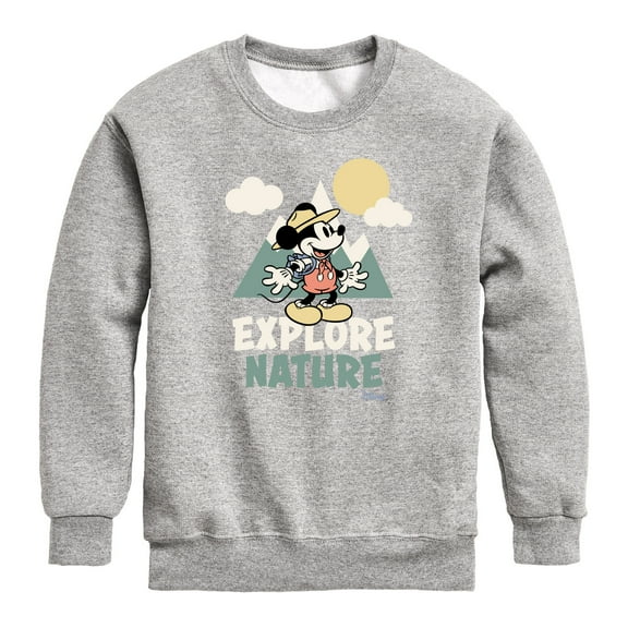 Disney - Mickey Mouse - Explore Nature - Youth Crewneck Fleece Sweatshirt
