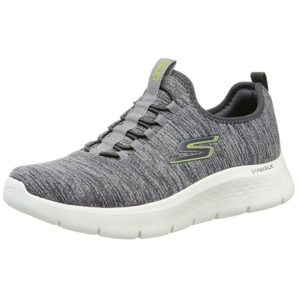 Skechers Men's Gowalk Flex-Athletic Slip-On Casual Walking Shoes with Air  Cooled Foam Sneakers, Grey/Lime 2, 8 