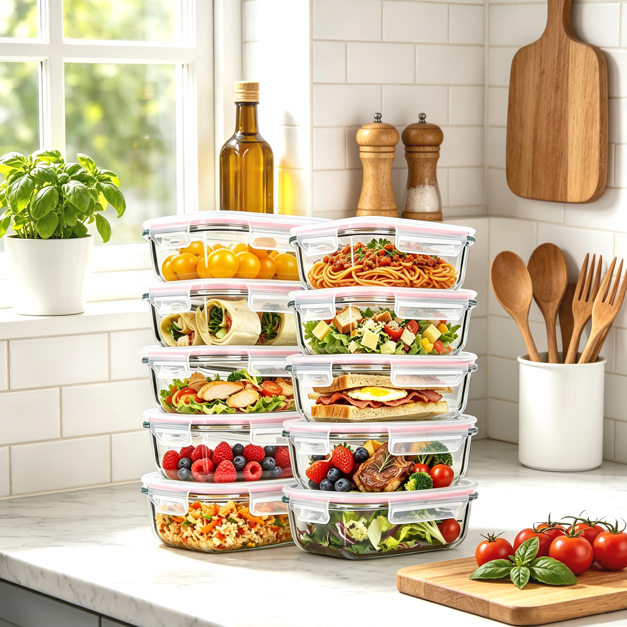Sindcom Glass Food Storage Containers, 22oz, 10 Pack photo 2